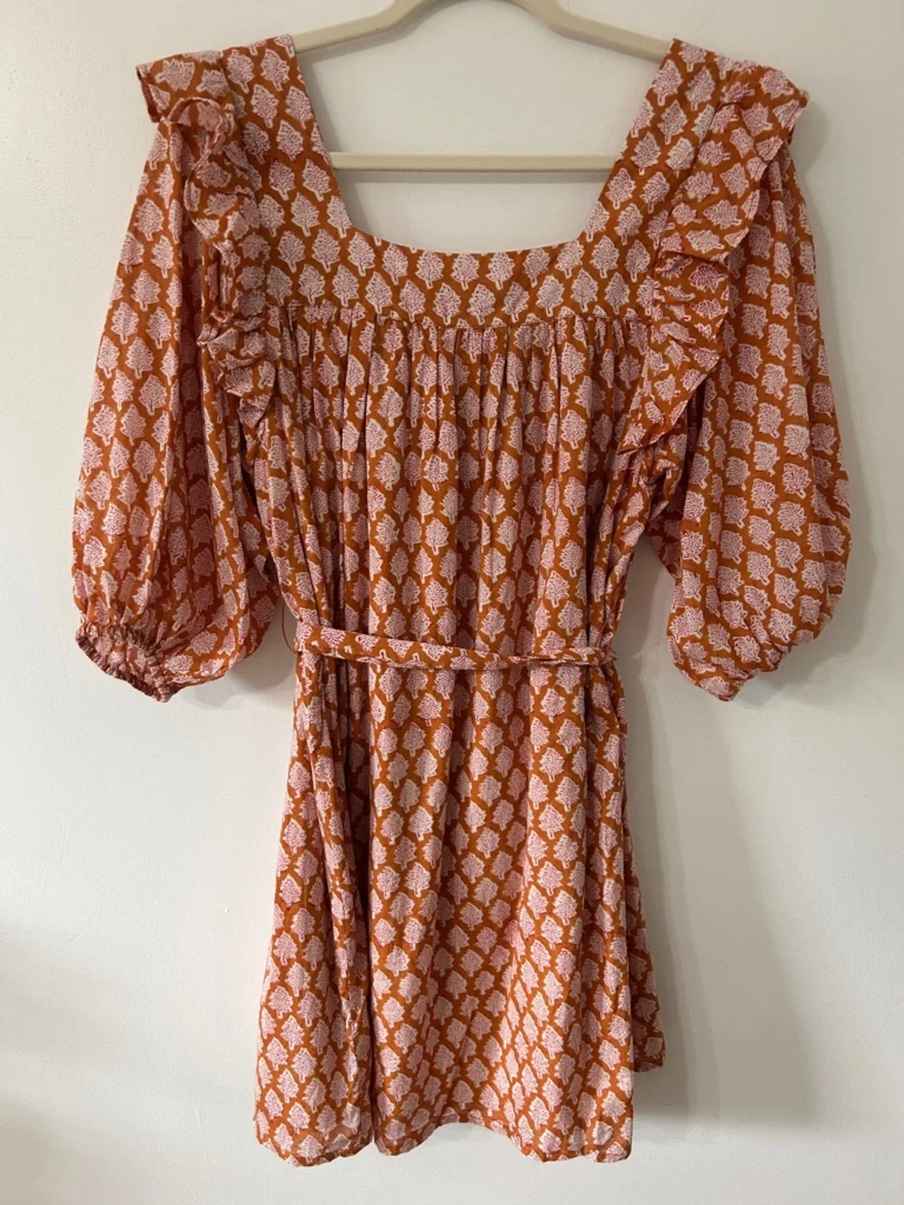 Emerson Fry India Collection Adelina Dress Women’s M Bell Sleeve Ruffle Mini - Picture 8 of 15